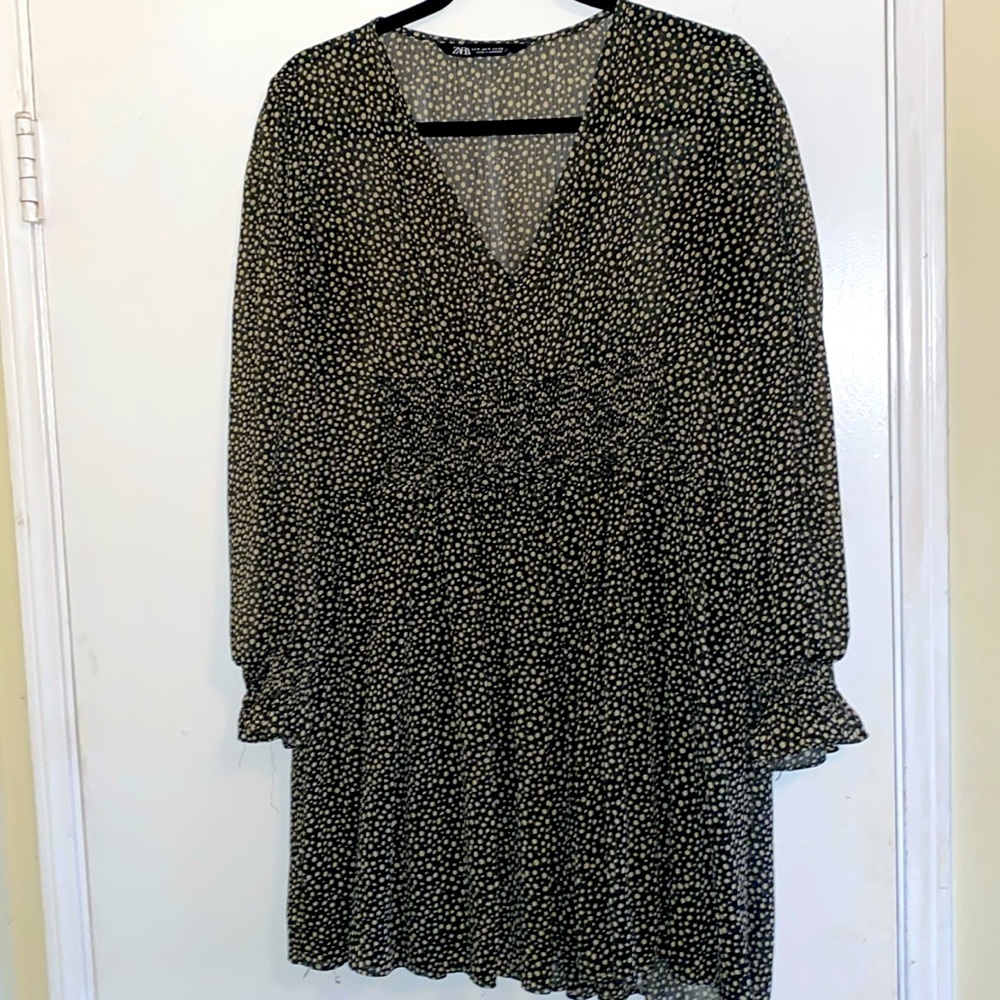 ZARA chiffon polka dot dress